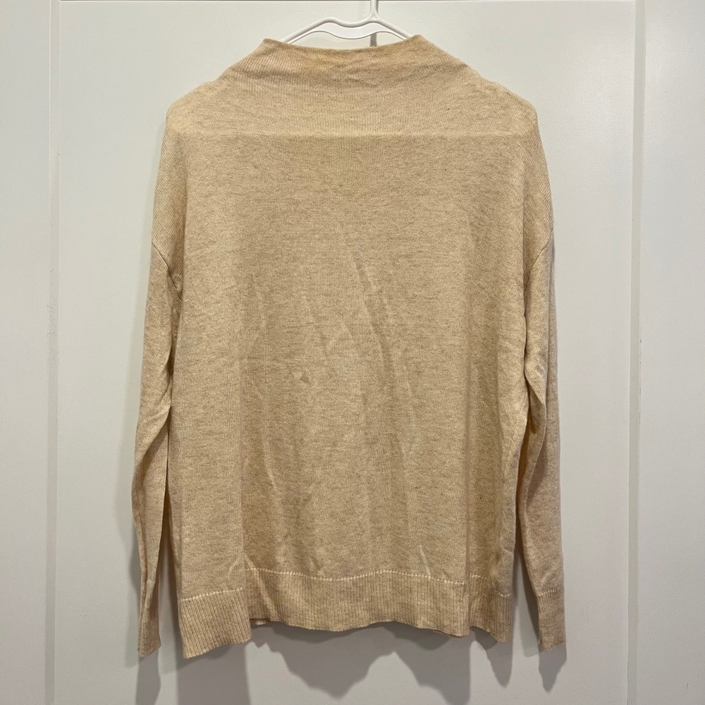Becool Tan Oatmeal Mock Neck Lightweight Knit Sweater Womens Size SM Long Sleeve